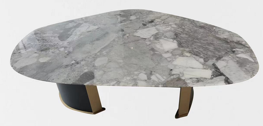 Oreo Stone Square Coffee Table with Metallic Accents